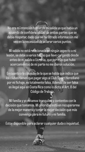 El descargo de Fernán Faerron (Instagram).