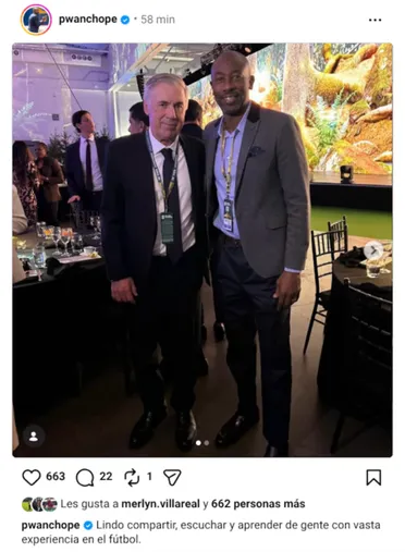 La foto que subió Wanchope junto a Carlo Ancelotti