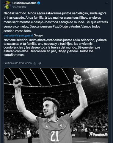Mensaje de Cristiano Ronaldo / X
