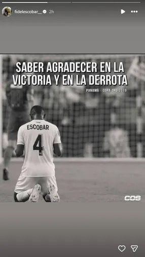 La historia que subió Fidel Escobar en Instagram.