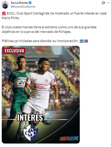 Álvaro de la Rocha adelanta que Pinto puede ir al Cartaginés.