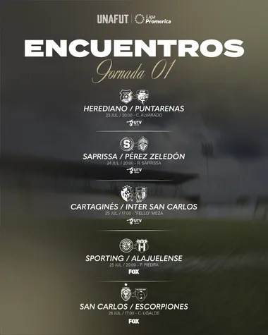 Así será la primera fecha del Apertura 2026. (Unafut)