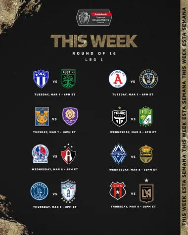 El calendario de partidos para la ida de los octavos de final de la Concachampions (