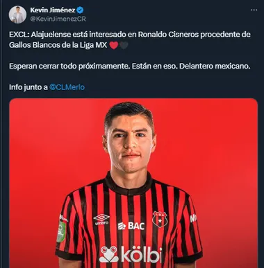Kevin Jiménez en su cuenta oficial de X