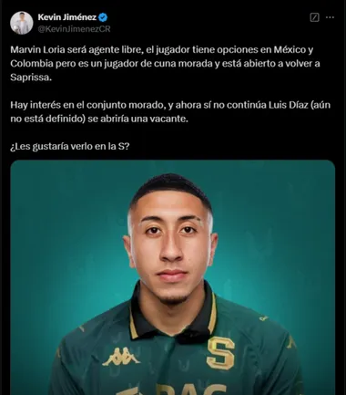 Marvin Loria sería la solución por Luis Díaz.