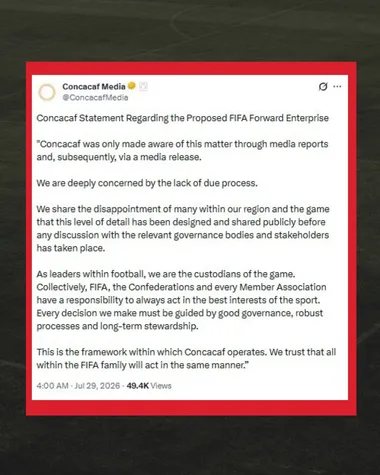 El comunicado de Concacaf sobre el nuevo proyecto de FIFA.