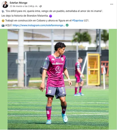 Estefan Monge habló con Brandon Matarrita. (Facbook)