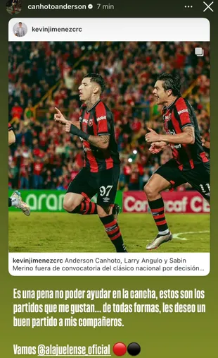 Éste fue el primer posteo de Canhoto que luego borró. (Instagram)