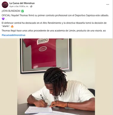 Thomas firmó contrato este sábado. (Facebook)