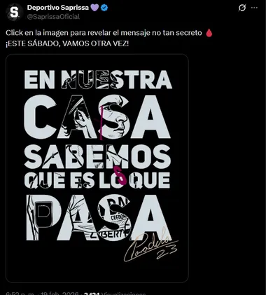 La publicación de Saprissa. (