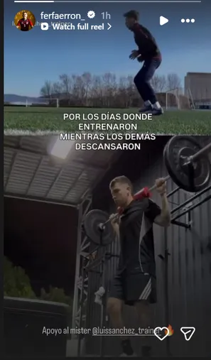La historia que publicó Fernán Faerron, quien ya no tiene contrato con Cartaginés (Instagram).