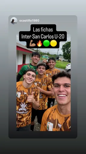 Yeikol Vega (levantando el pulgar) y Alejandro Rojas (guardameta) salieron de Saprissa y aterrizaron en Inter San Carlos (Instagram).