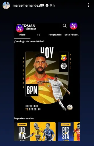 Hernández subió el anuncio del partido con su cara una vez que ya no había jugado.