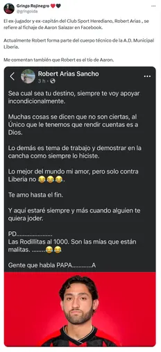El mensaje del tío de Aarón Salazar. (X.com)