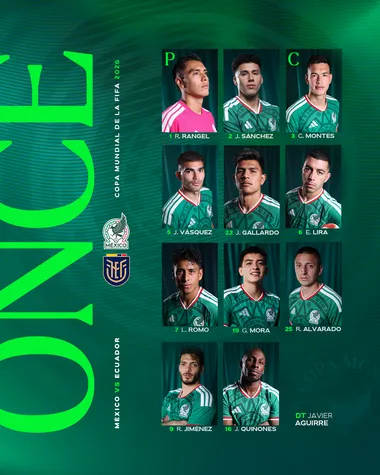 La alineación de México para el cruce con los ecuatorianos. (