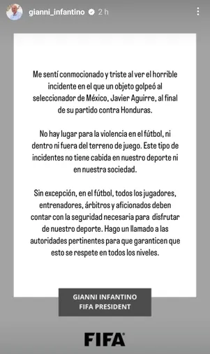 El comunicado completo de Gianni Infantino.