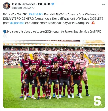 El nombre de Javon East reapareció en Saprissa. (x.com)