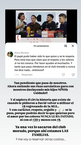 La publicación de la esposa de David Guzmán.