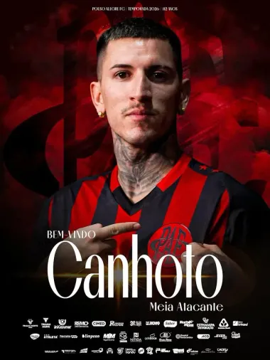 Canhoto ya no es manudo, pero todavía viste de rojo y negro (Pouso Alegra FC).