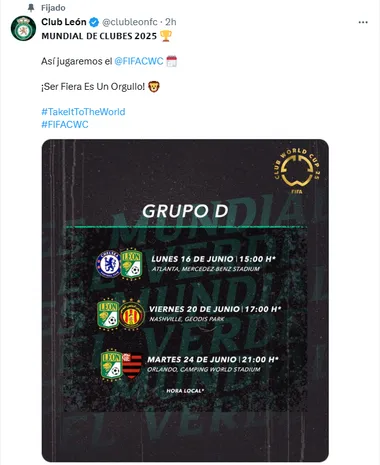León mandó el mensaje y fijó el tuit.