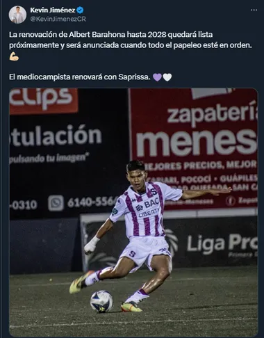 Kevin Jiménez en su cuenta oficial en X