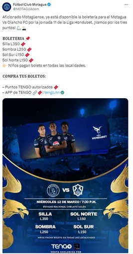 Motagua dio a conocer los precios de los boletos ante Olancho FC.