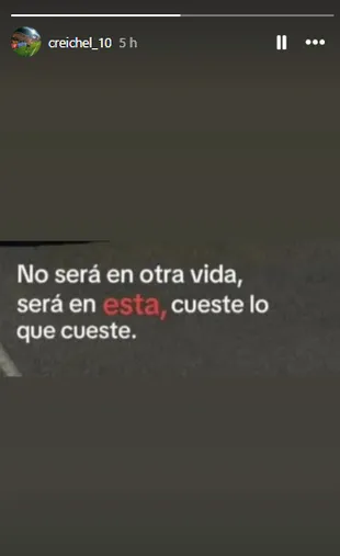 Mensaje de Creichel Pérez en sus redes sociales