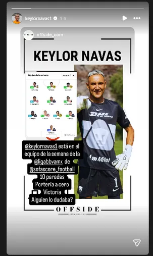 Keylor Navas a través de su cuenta oficial de IG