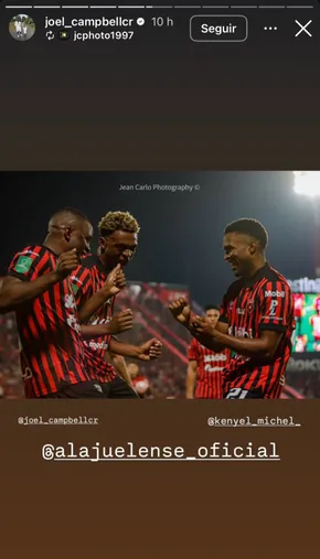 Joel Campbell en su cuenta oficial de IG