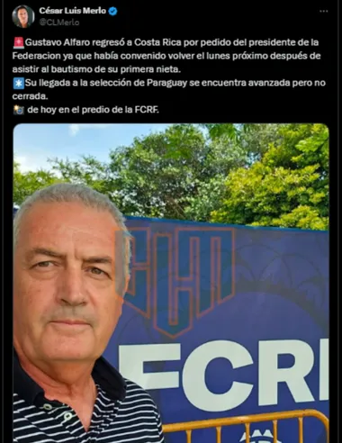 Gustavo Alfaro ya se encuentra en Costa Rica. (