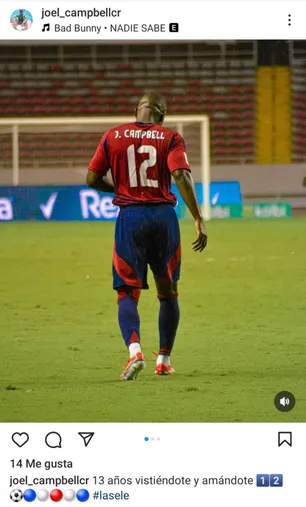 El posteo de Joel Campbell en sus redes sociales. (