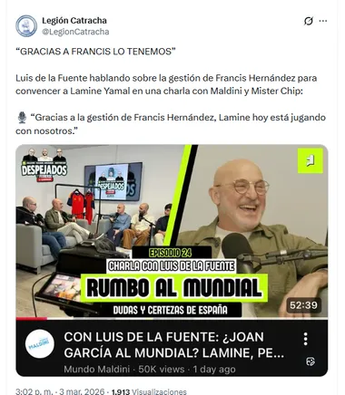 Luis de la Fuente estuvo en una reciente entrevista en el podcast Despejados que se publica en el canal de YouTube Mundo Maldini