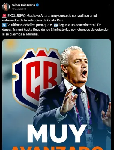 Gustavo Alfaro estaría muy cerca de ser el DT de Costa Rica.