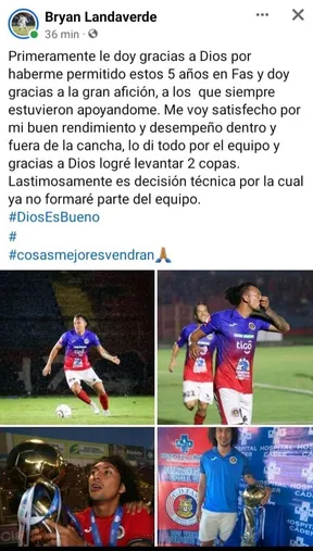 El mensaje de Landaverde en sus redes sociales.