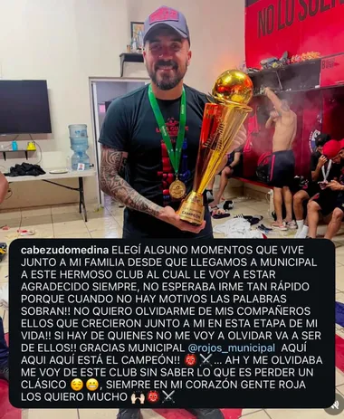 El mensaje completo de Alejandro Medina. (