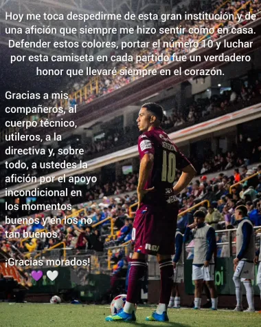 Así se despidió Brenes de Saprissa y Costa Rica.