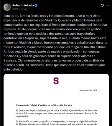 El comunicado de Roberto Artavia. (