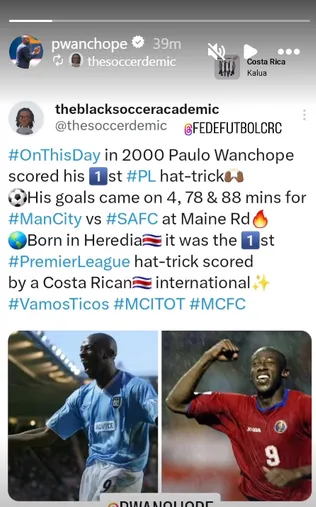 La historia de Instagram de Paulo Wanchope.