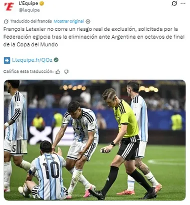 François Letexier no corre riesgo de ser echado de la Copa del Mundo, según L'Equipe.