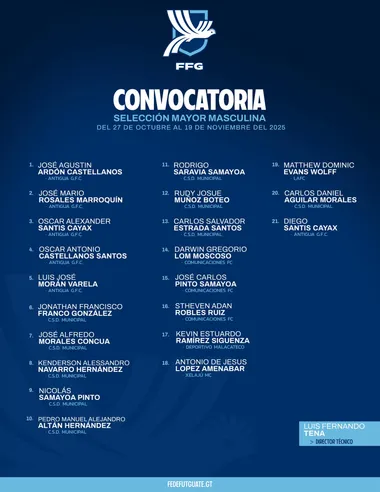 Los convocados por Tena para el último microciclo.
