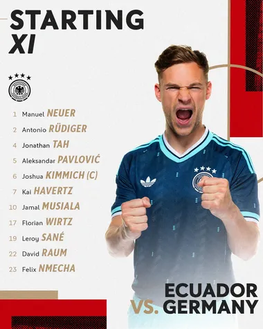 La alineación de Alemania vs. Ecuador. (