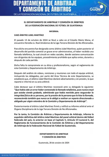 El comunicado furor en Guatemala.
