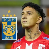 Byron Bonilla con Real Estelí y el escudo de Tigres de México.