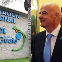 Gianni Infantino, presidente de la FIFA, y la sede de la Fedefútbol de Guatemala.