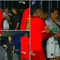 Preparador físico de Herediano toma del cuello a un jugador de Alajuelense