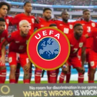 Selección de Panamá y logo de la UEFA.