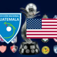 Escudo de la Selección de Guatemala y la bandera de Estados Unidos.