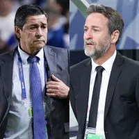 Frente a las cámaras: Luis Fernando Tena se planta contra Thomas Christiansen tras la derrota de Guatemala ante Panamá.