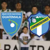 Escudo de la Selección de Guatemala y escudo de Comunicaciones.