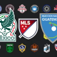 Los escudos de la MLS, Selección de México y de Guatemala.